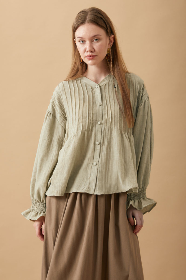 Ribbed Voile Shirt Stone - 14