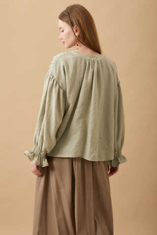 Ribbed Voile Shirt Stone - 18