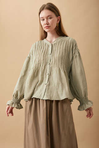 Ribbed Voile Shirt Stone - 13