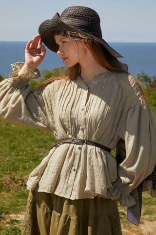 Ribbed Voile Shirt Stone - 7