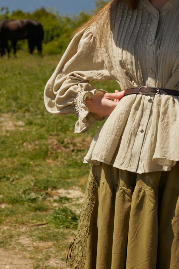 Ribbed Voile Shirt Stone - 8