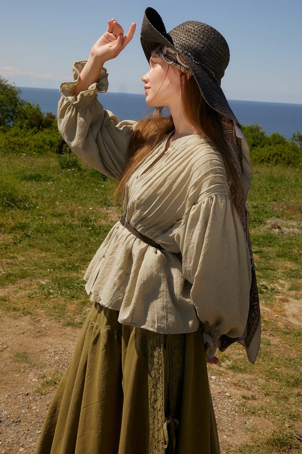 Ribbed Voile Shirt Stone - 6