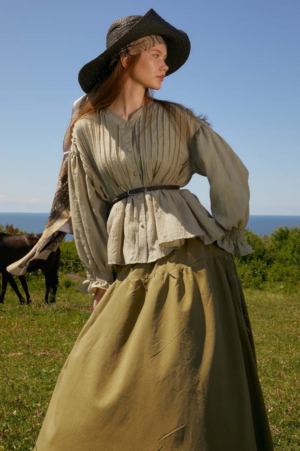 Ribbed Voile Shirt Stone - 10