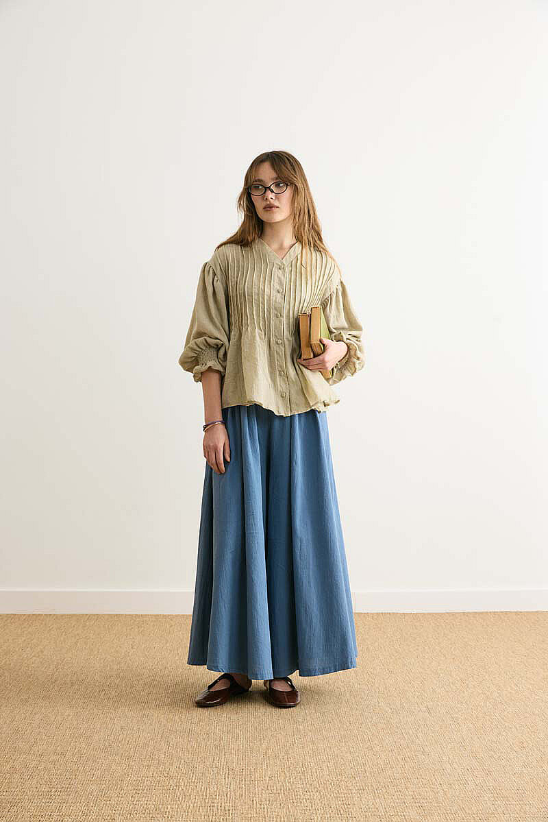 Ribbed Voile Shirt Stone - 7