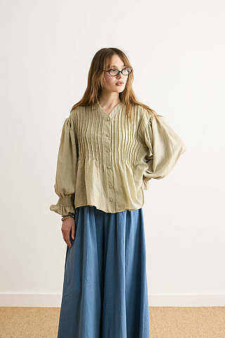Ribbed Voile Shirt Stone - 1