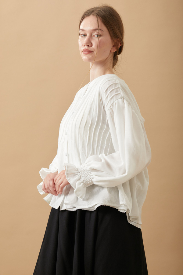 Ribbed Voile Shirt White - 14