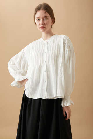 Ribbed Voile Shirt White - 19