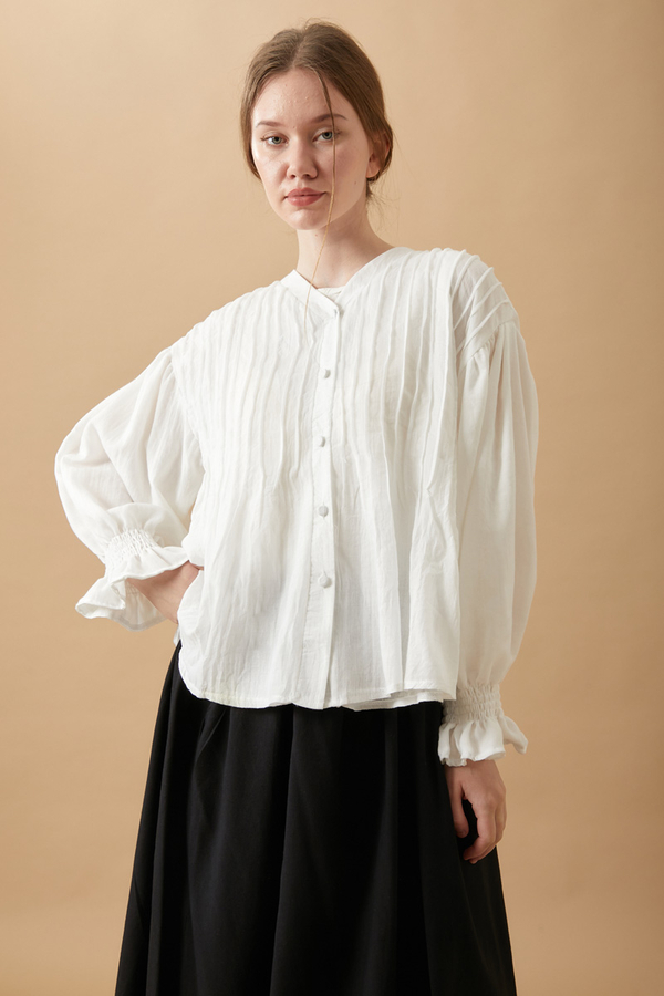 Ribbed Voile Shirt White - 19