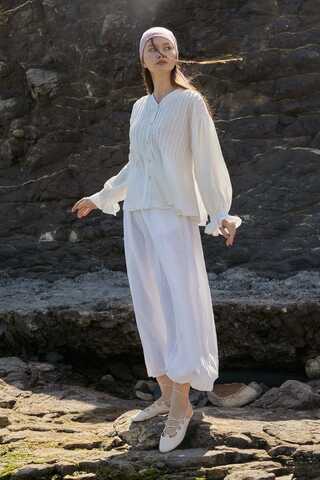 Ribbed Voile Shirt White - 9