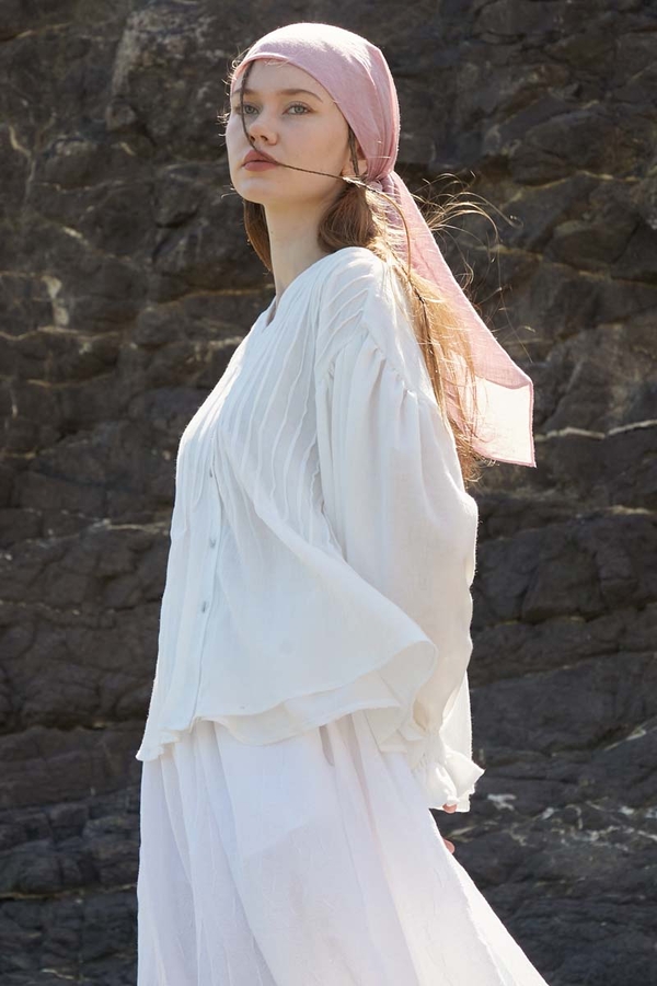 Ribbed Voile Shirt White - 8