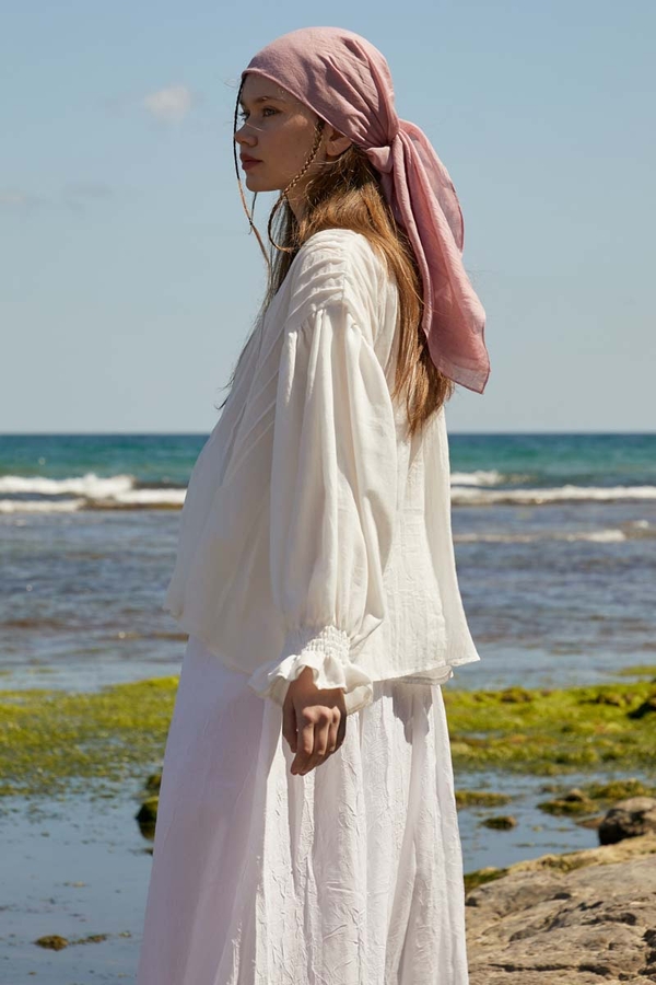 Ribbed Voile Shirt White - 10