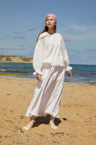Ribbed Voile Shirt White - 7