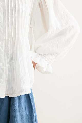 Ribbed Voile Shirt White - 5
