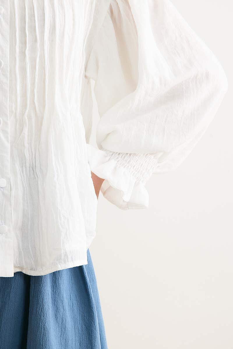 Ribbed Voile Shirt White - 5