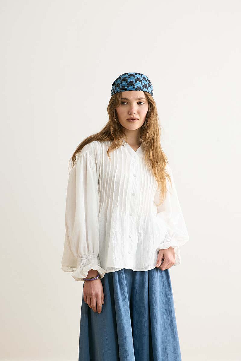 Ribbed Voile Shirt White - 8