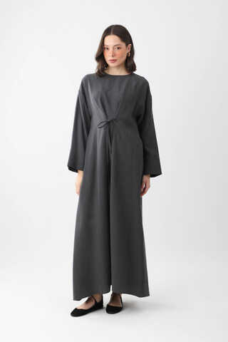 Ribbon Detail Dress Anthracite - 3