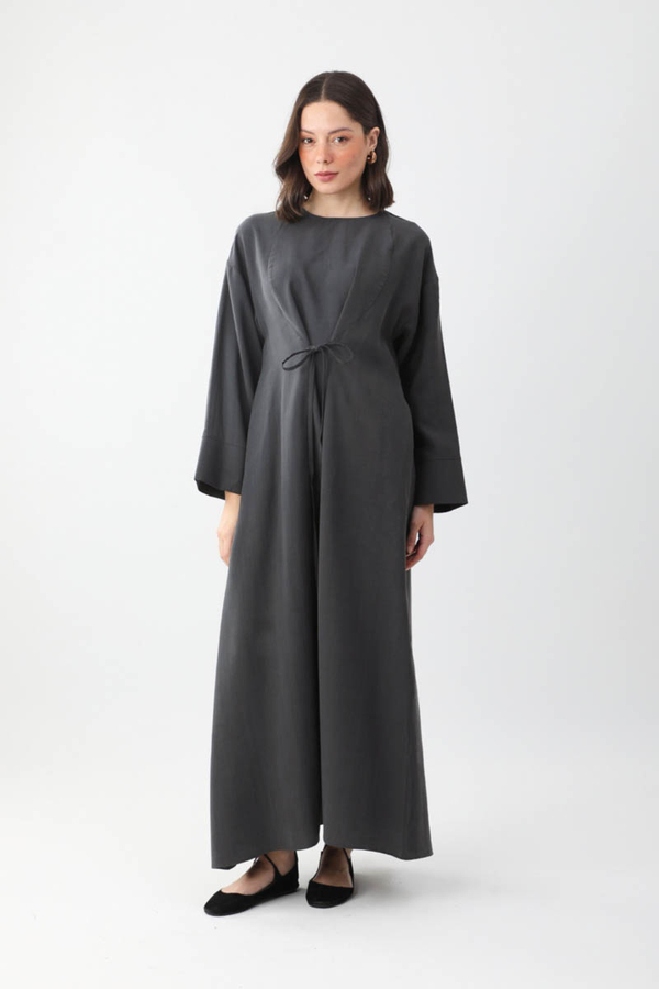 Ribbon Detail Dress Anthracite - 3