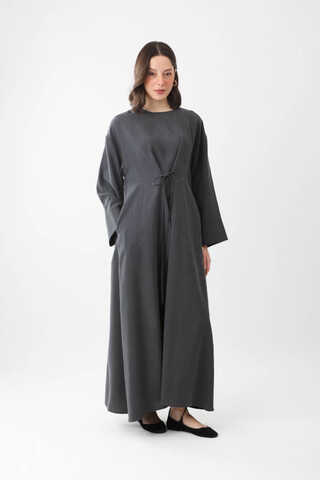 Ribbon Detail Dress Anthracite - 5