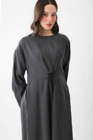 Ribbon Detail Dress Anthracite - 7