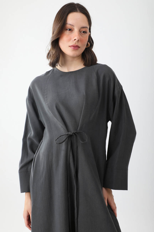 Ribbon Detail Dress Anthracite - 8