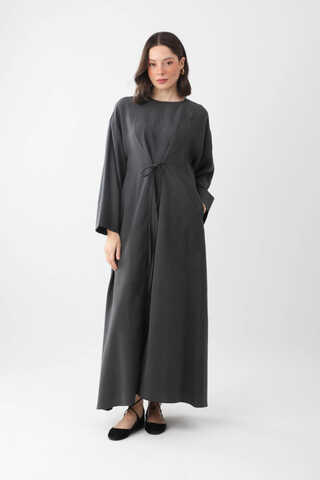 Ribbon Detail Dress Anthracite - 2