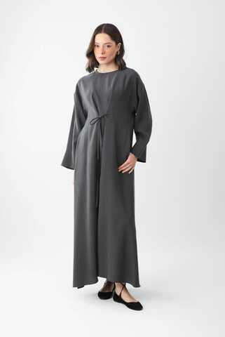 Ribbon Detail Dress Anthracite - 1