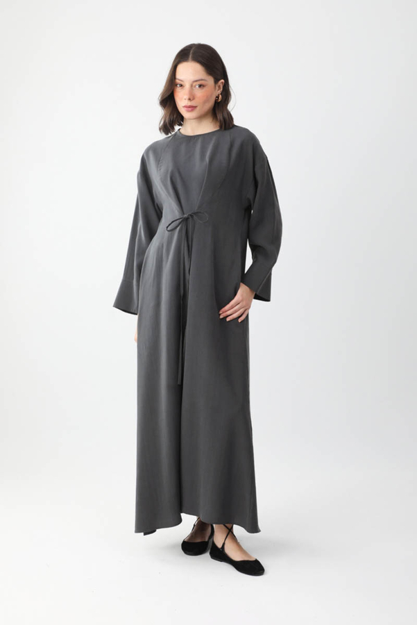 Ribbon Detail Dress Anthracite - 1