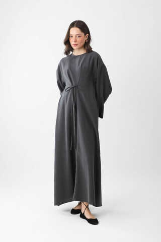 Ribbon Detail Dress Anthracite - 4