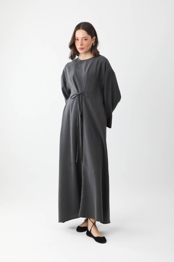 Ribbon Detail Dress Anthracite - 4