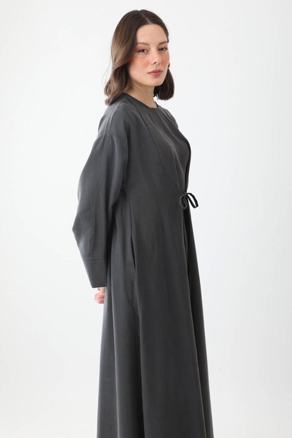 Ribbon Detail Dress Anthracite - 6
