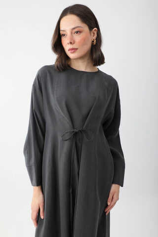 Ribbon Detail Dress Anthracite - 9