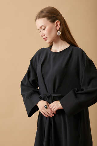 Ribbon Detail Dress Black - 4