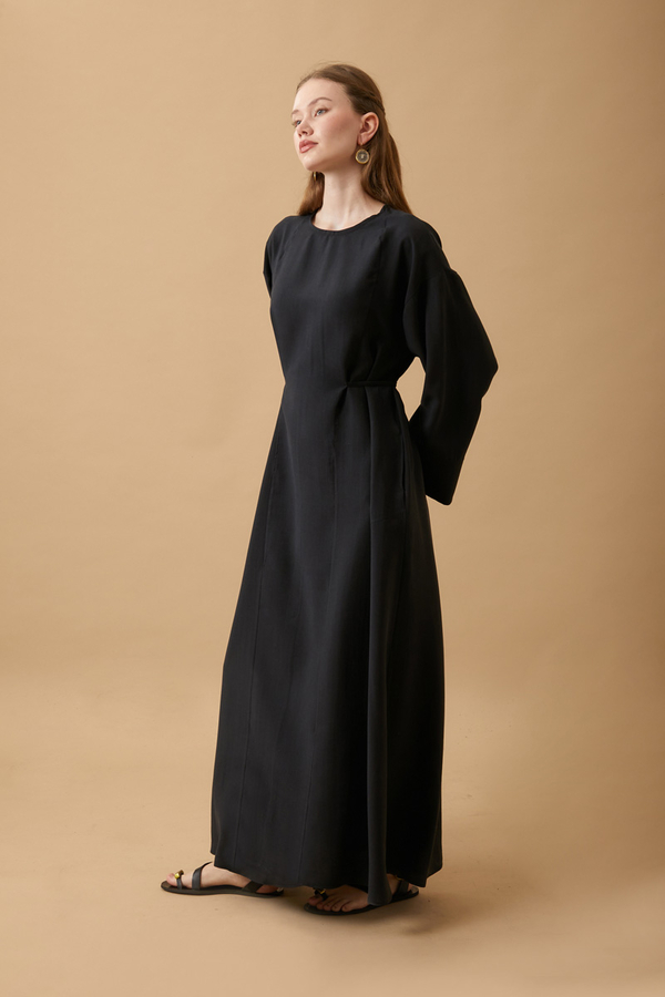 Ribbon Detail Dress Black - 10