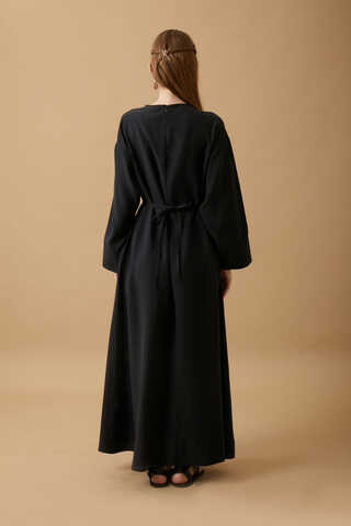 Ribbon Detail Dress Black - 11