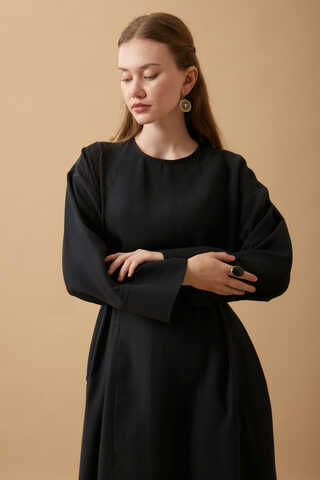 Ribbon Detail Dress Black - 8