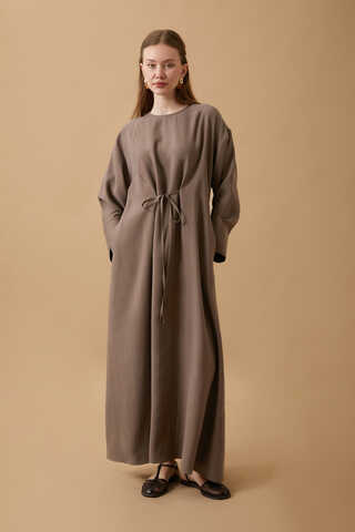 Ribbon Detail Dress Brown - 1