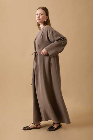 Ribbon Detail Dress Brown - 2