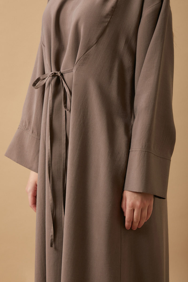 Ribbon Detail Dress Brown - 3