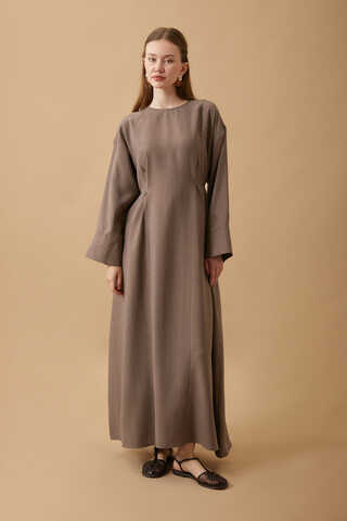 Ribbon Detail Dress Brown - 5