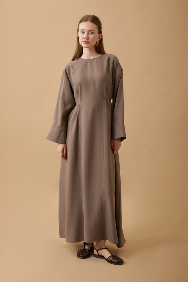 Ribbon Detail Dress Brown - 5