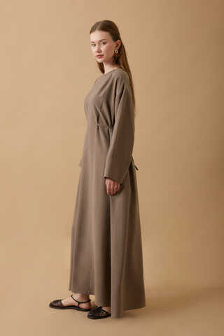 Ribbon Detail Dress Brown - 6