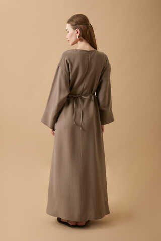 Ribbon Detail Dress Brown - 9