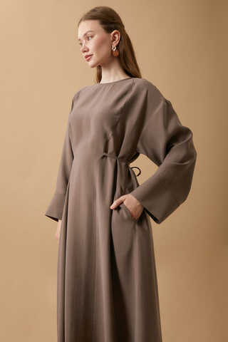 Ribbon Detail Dress Brown - 4