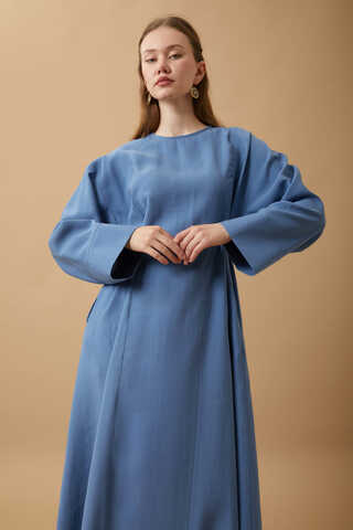 Ribbon Detail Dress Indigo - 3