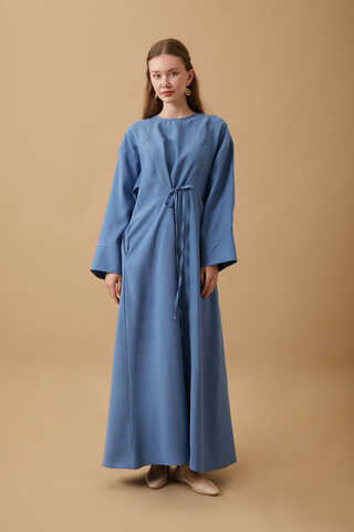 Ribbon Detail Dress Indigo - 2