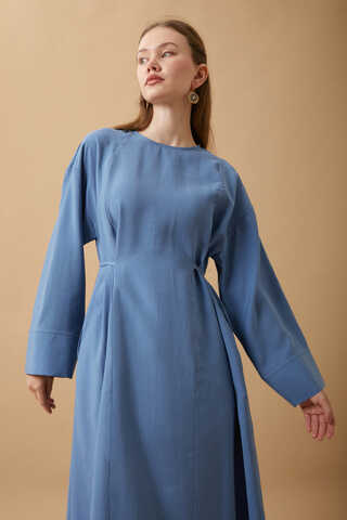 Ribbon Detail Dress Indigo - 9