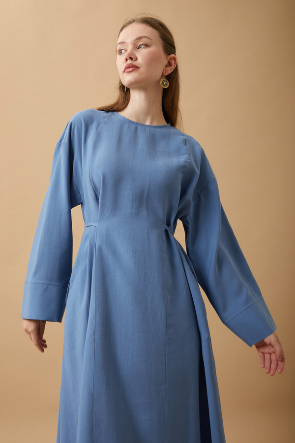 Ribbon Detail Dress Indigo - 9