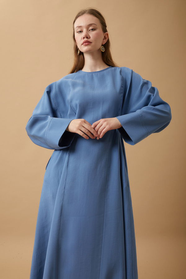 Ribbon Detail Dress Indigo  - 3