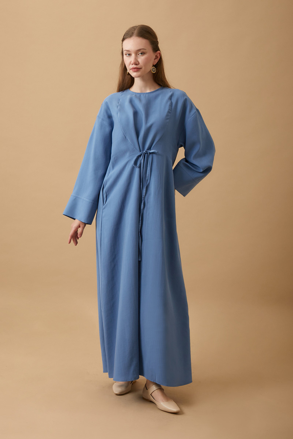 Ribbon Detail Dress Indigo  - 5