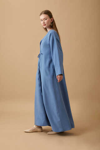 Ribbon Detail Dress Indigo  - 7